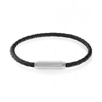 CALVIN KLEIN Βραχιόλι από ανοξείδωτο ατσάλι & δέρμα Black  35000582