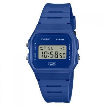 CASIO Collection - F-91WB-2A1EF,  Blue case with Blue Rubber Strap 