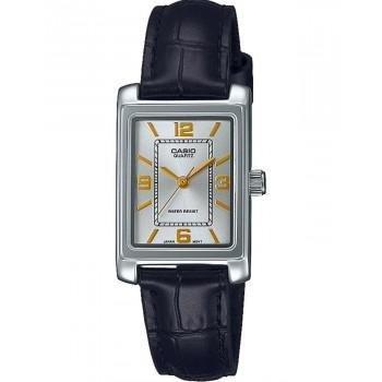 CASIO Collection - LTP-1234PL-7A2EF,  Silver case with Black Leather Strap
