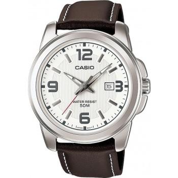 CASIO Collection - MTP-1314PL-7AVEF  Silver case with Brown Leather Strap
