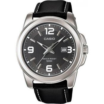 CASIO Collection - MTP-1314PL-8AVEF  Silver case with Black Leather Strap