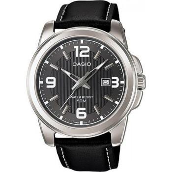 CASIO Collection - MTP-1314PL-8AVEF  Silver case with Black Leather Strap