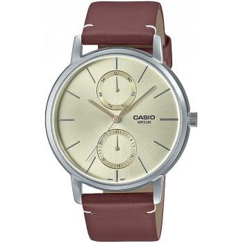 CASIO Collection - MTP-B310L-9AVEF,  Silver case with Brown Leather Strap