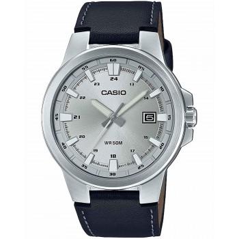 CASIO Enticer - MTP-E173L-7AVEF,  Silver case with Black Leather Strap