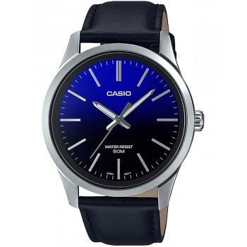 CASIO Collection - MTP-E180L-2AVEF,  Silver case with Black Leather Strap