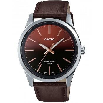 CASIO Collection - MTP-E180L-5AVEF,  Silver case with Brown Leather Strap