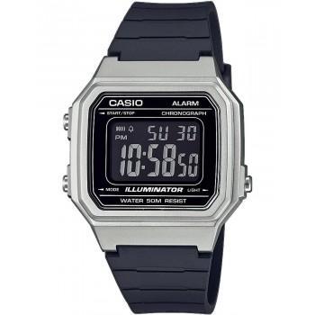 CASIO Collection - W-217HM-7BVEF,  Silver case with Black Rubber Strap 