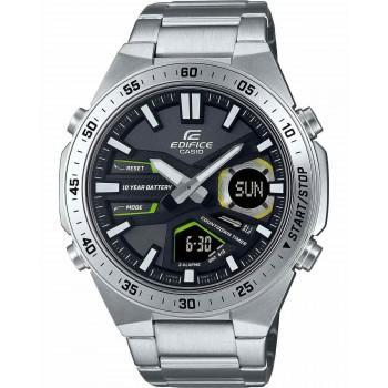 CASIO Edifice Dual Time Chronograph  - EFV-C110D-1A3VEF,  Silver case with Stainless Steel Bracelet