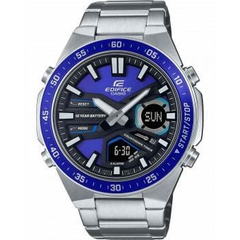 CASIO Edifice Dual Time Chronograph  - EFV-C110D-2AVEF,  Silver case with Stainless Steel Bracelet