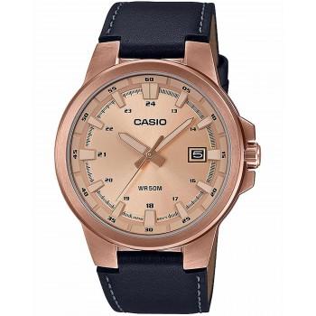 CASIO Enticer - MTP-E173RL-5AVEF,  Rose Gold case with Black Leather Strap