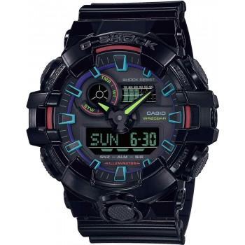 CASIO G-Shock Chronograph - GA-700RGB-1AER  Black case with Black Rubber Strap