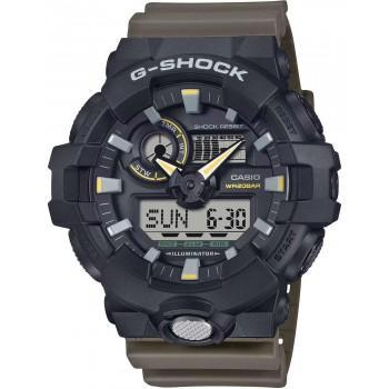 CASIO G-Shock Chronograph - GA-710TU-1A3ER  Black case with Khaki Rubber Strap