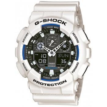 CASIO G-Shock Chronograph - GA-100B-7AER White case, with White Rubber Strap