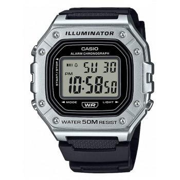 CASIO Sport Collection - W-218HM-7AVEF  Silver case with Black Rubber Strap 