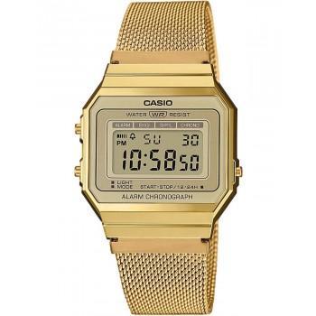 CASIO Collection Chronograph - A-700WEMG-9AEF, Gold case with Stainless Steel Bracelet
