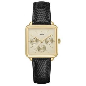 CLUSE La Tetragone - CW13806, Gold case with Black Leather Strap