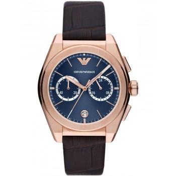 EMPORIO ARMANI Federico Chronograph - AR11563,  Rose Gold case with  Brown Leather Strap