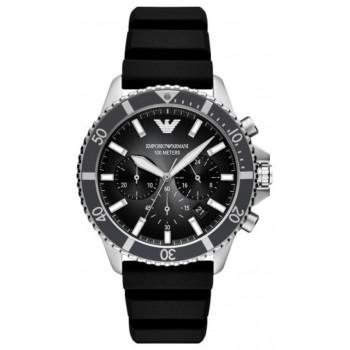 EMPORIO ARMANI Kariana Waves Chronograph - AR11619, Silver case with Black Rubber Strap