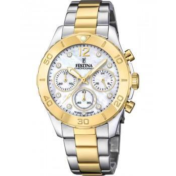 FESTINA Ladies Crystals Chronograph - F20604/1 , Silver case with Stainless Steel Bracelet
