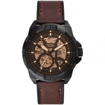 Fossil Bronson  Automatic - ME3219, Black case with Brown Leather Strap