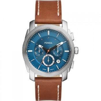 Fossil Machine Chronograph - FS6059, Silver case with Brown Leather Strap