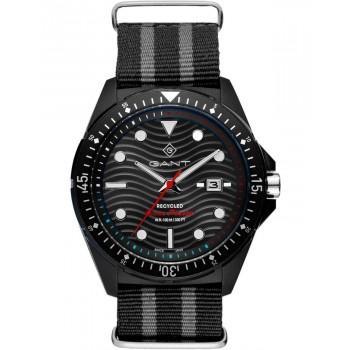 GANT Recycled Ocean Plastic - G162003,  Black case with Black & Grey Fabric Strap