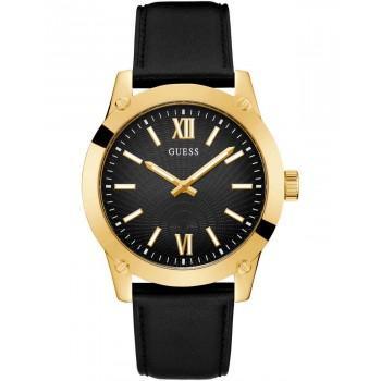 GUESS Crescent  Mens - GW0628G2,  Gold case with Black Leather Strap