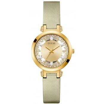 GUESS Crystal Clear - GW0535L4, Gold case with Gold Leather Strap