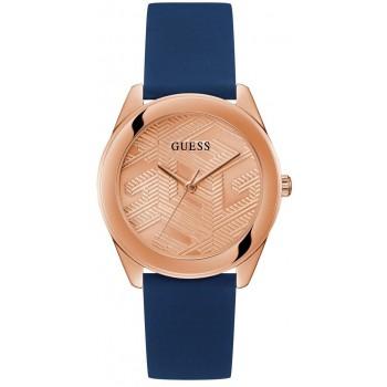 GUESS Cubed Lady - GW0665L2,  Rose Gold case with Blue Rubber Strap