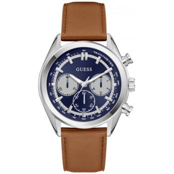GUESS Dawson Chronograph - GW0972G1,  Silver case with Brown Leather Strap
