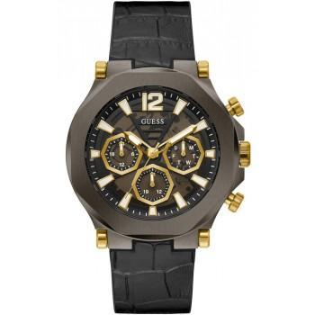 GUESS Edge Mens - GW0492G1,  Anthracite case with Black Leather Strap