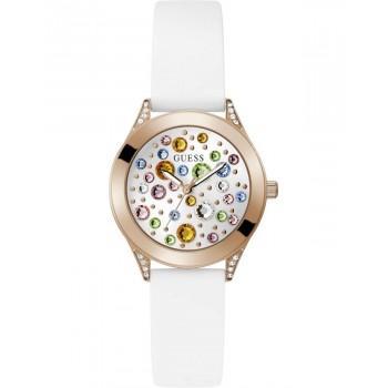 GUESS Mini Wonderlust Crystals - GW0678L4,  Rose Gold case with White Rubber Strap