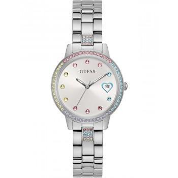 GUESS Three Of Hearts Crystals - GW0657L1, Silver case with Stainless Steel Bracelet