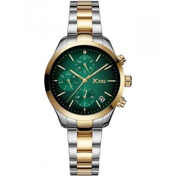 JCOU Aurora Dual Time - JU19081-3, Silver case with Stainless Steel Bracelet