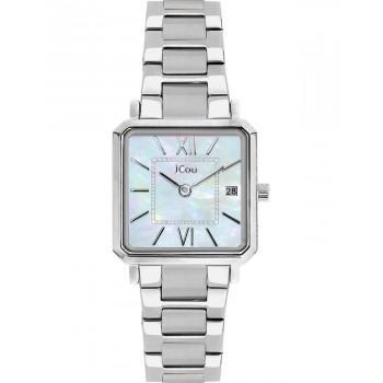 JCOU Azure Crystals - JU19070-2, Silver case with Stainless Steel Bracelet