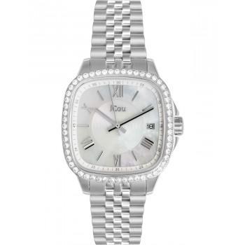 JCOU Belize Crystals - JU19072-2, Silver case with Stainless Steel Bracelet
