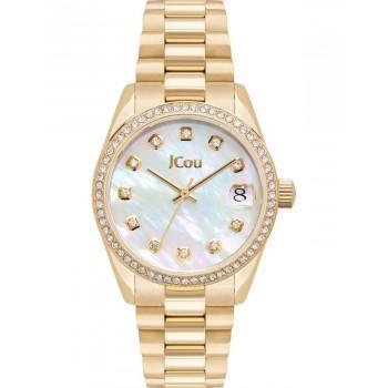 JCOU Gliss Crystals - JU19060-5, Gold case with Stainless Steel Bracelet