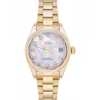 JCOU Serenity Crystals - JU19068-3, Gold case with Stainless Steel Bracelet