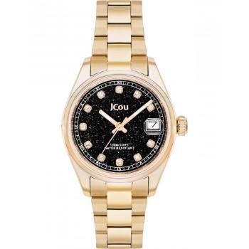 JCOU Serenity Crystals - JU19068-4, Gold case with Stainless Steel Bracelet