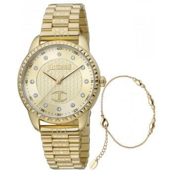 JUST CAVALLI Gift Set - JC1L176M0055 Gold case with Stainless Steel Bracelet