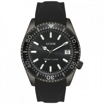 LE DOM Diver's - LD.1490-1  Black case with Black Rubber Strap