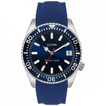 LE DOM Diver's - LD.1490-2  Silver case with Blue Rubber Strap