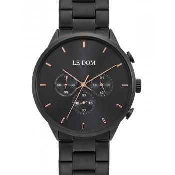 LE DOM Principal Chronograph - LD.1436-5, Black case with Stainless Steel Bracelet
