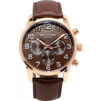 LEE COOPER  Chronograph Men's - LC07404.472,  Rose Gold case with Brown Leather Strap
