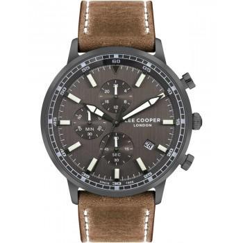 LEE COOPER  Chronograph Men's - LC07943.064,  Grey case with Brown Leather Strap