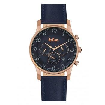 LEE COOPER  Dual Time Men's -  LC06425.499,  Rose Gold case with Blue Leather Strap