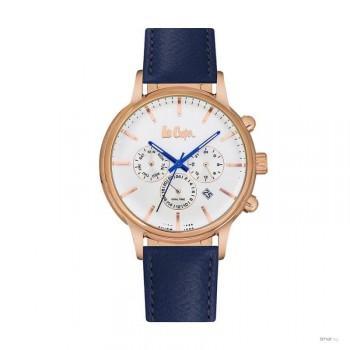 LEE COOPER  Dual Time Men's -  LC06429.439,  Rose Gold case with Blue Leather Strap