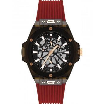 LEE COOPER  Men's - LC07975.068,  Black case with Red Rubber Strap