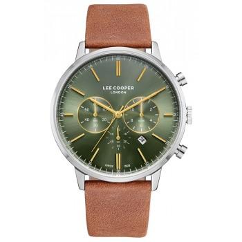 LEE COOPER  Men's - LC08043.374,  Silver case with Brown Leather Strap