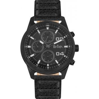 LEE COOPER  Multifunction Men's - LC06592.651,  Black case with Black Leather Strap